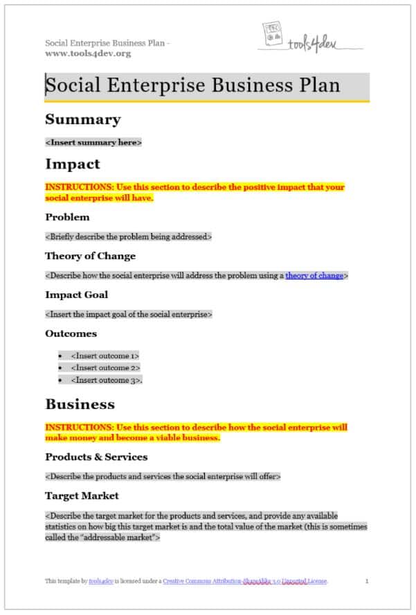 social enterprise cafe business plan