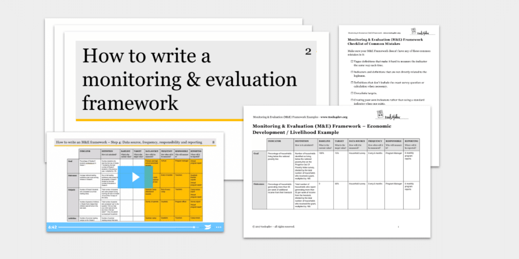 Lesson Plan Kit: Writing an M&E Framework - tools4dev