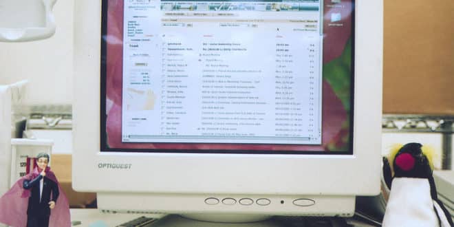 Computer showing email