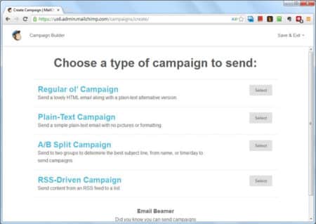 Create your campaign in MailChimp