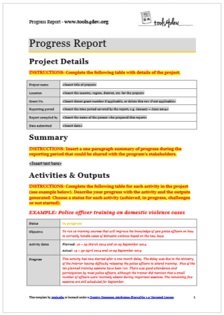 Progress Report Template